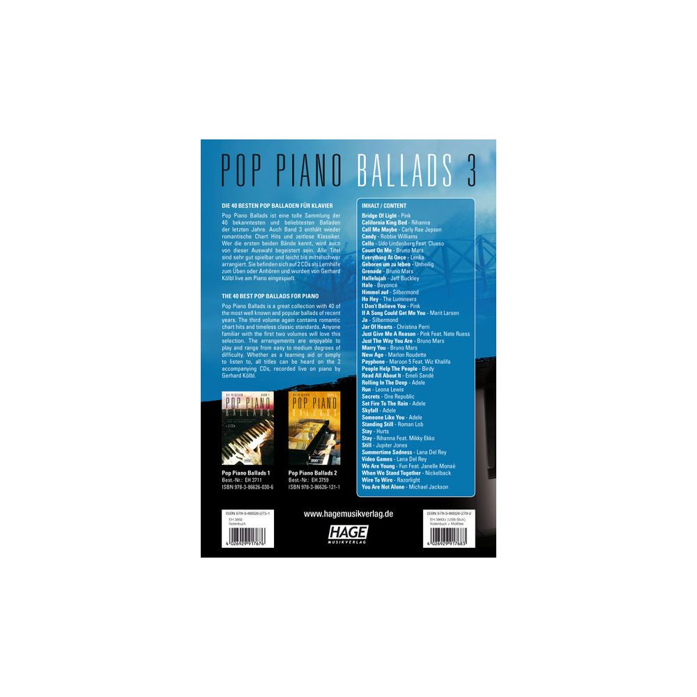 Hage Musikverlag Pop Piano Ballads 3 – Thomann Ireland