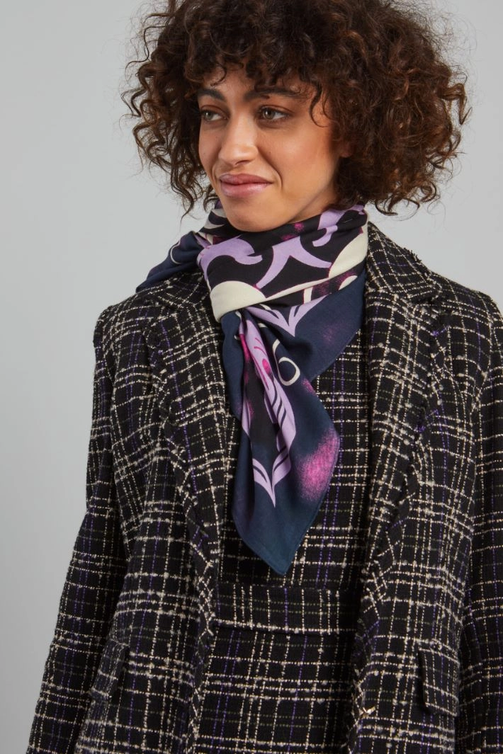 Viscose canvas foulard - NIGHT BLUE VIOLET