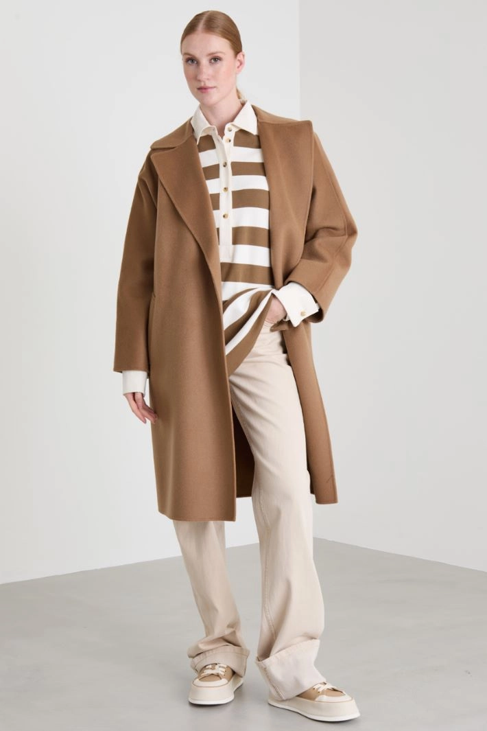 Wool drap coat - CAMEL