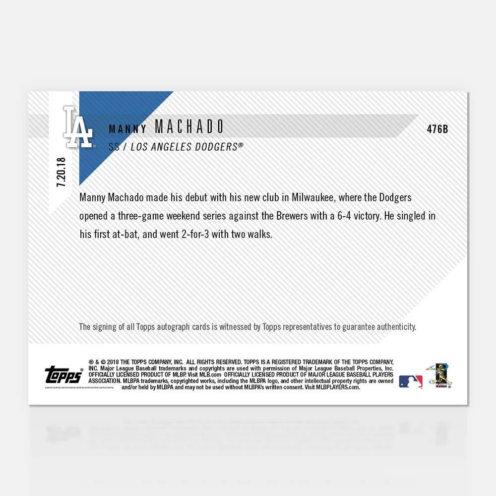 On-Card Autograph # to 49 - Manny Machado - TOPPS NOW®