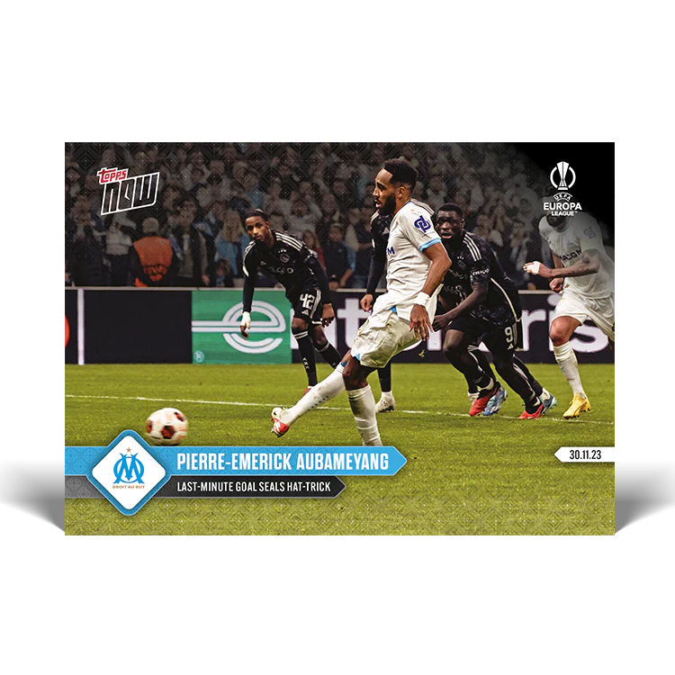 Topps UK - Pierre-Emerick Aubameyang - Last-minute goal seals hat-trick - UEL TOPPS NOW® Card #23