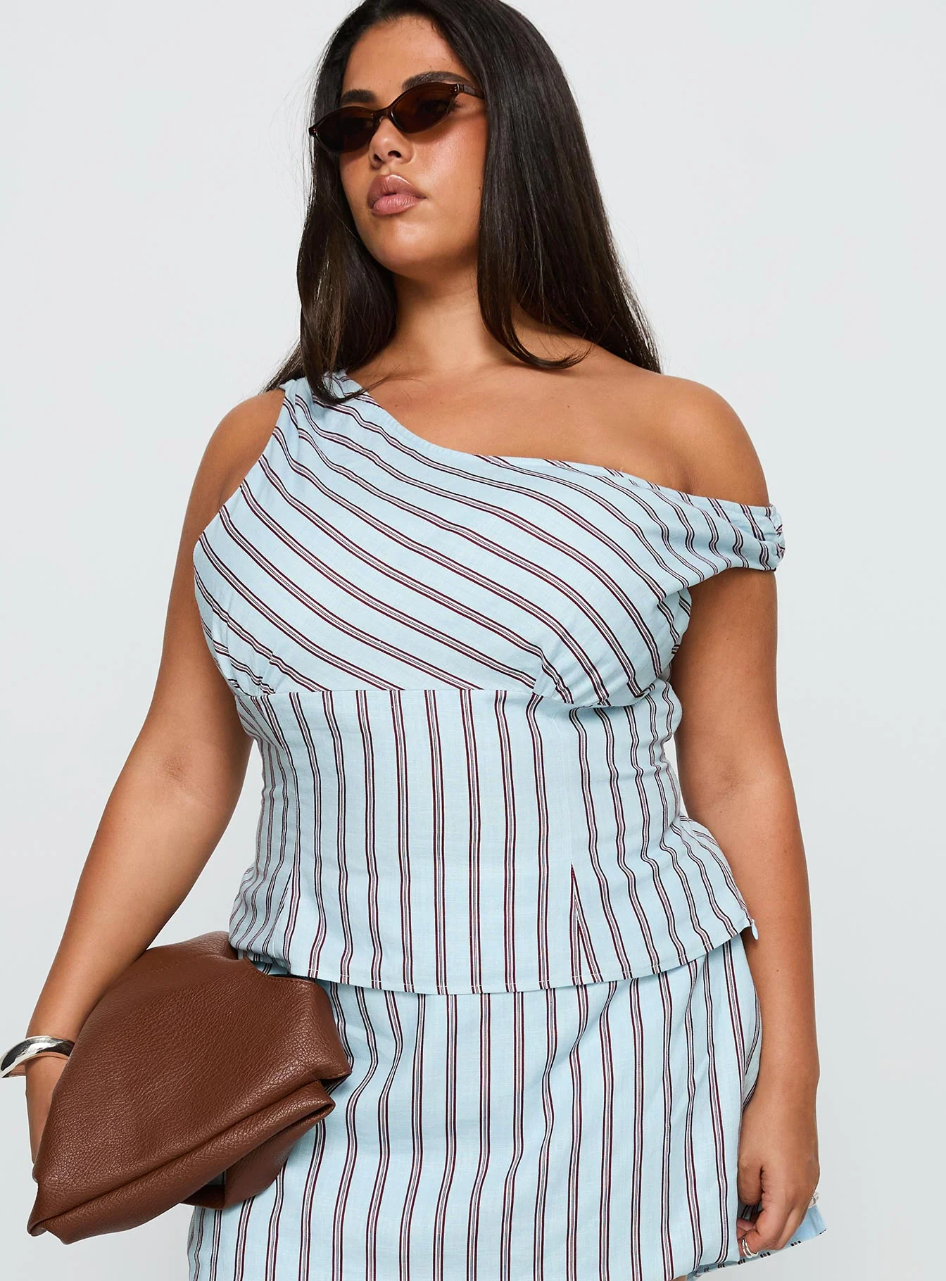 Gulliver Tie Side Mini Skort Blue / Maroon Stripe Curve