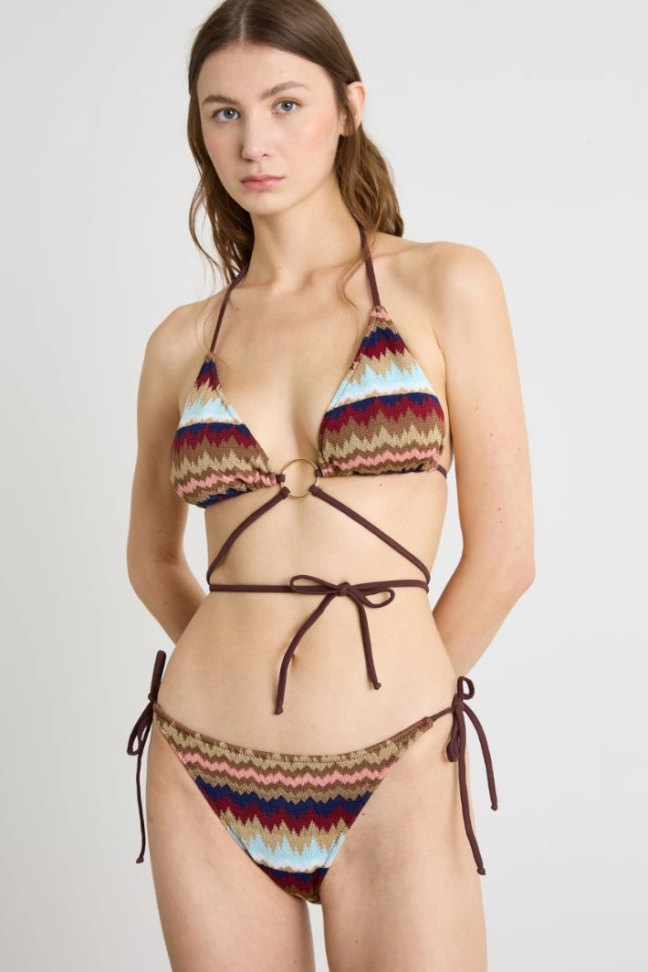 Jacquard tie bikini - BROWN