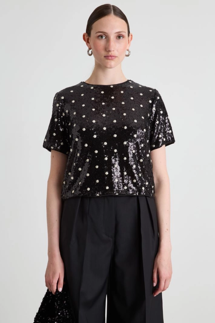 Sequin T-shirt - BLACK