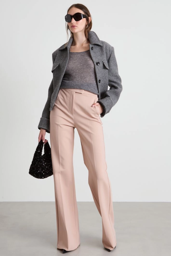 Wool slim-fit rib-knit sweater - GREY