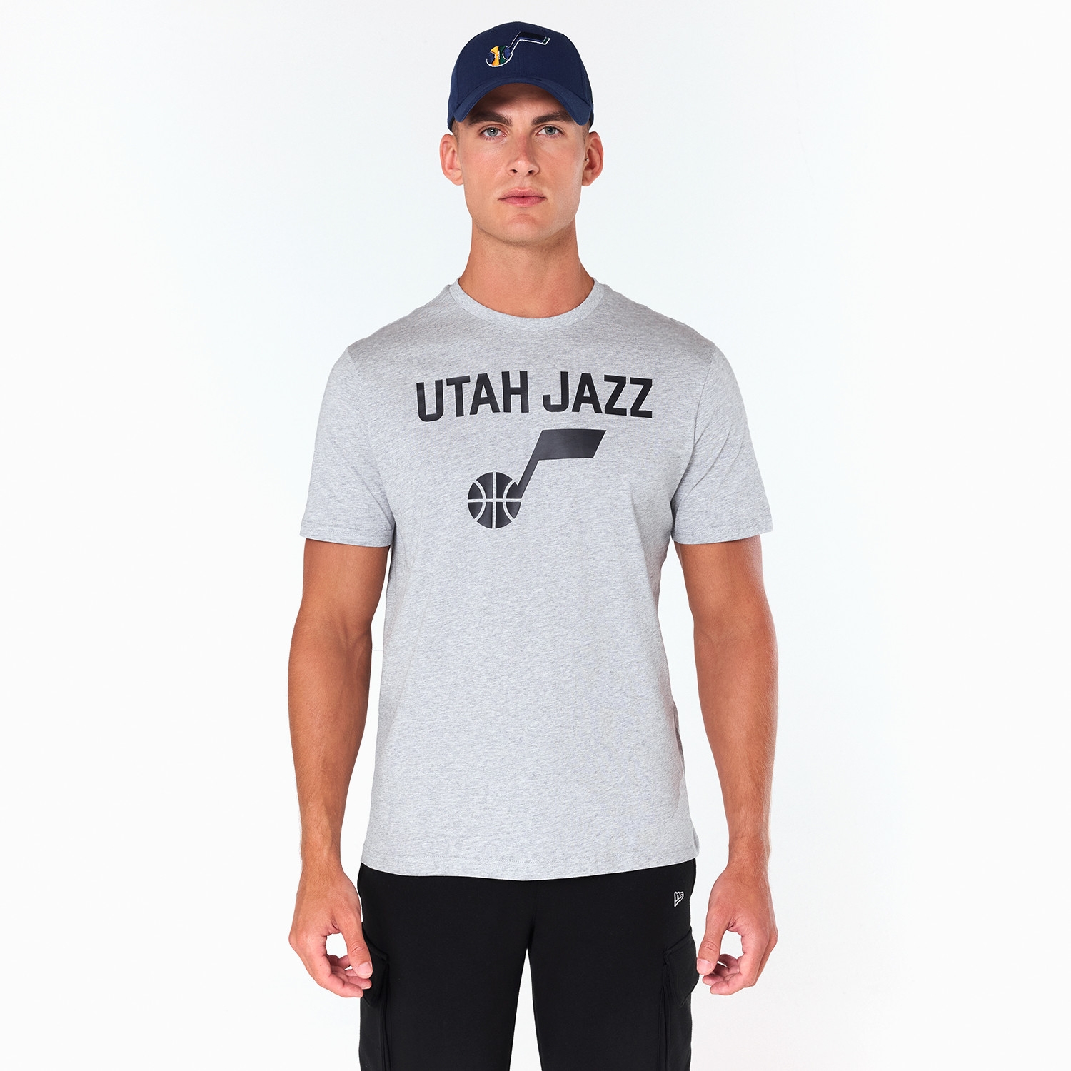 Utah Jazz Team Logo New Era NBA T-Shirt Gray
