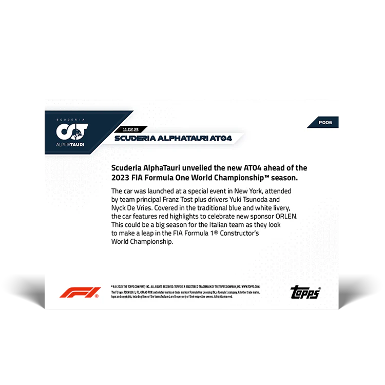 Topps UK - Scuderia AlphaTauri AT04 - F1 TOPPS NOW® Card #P006