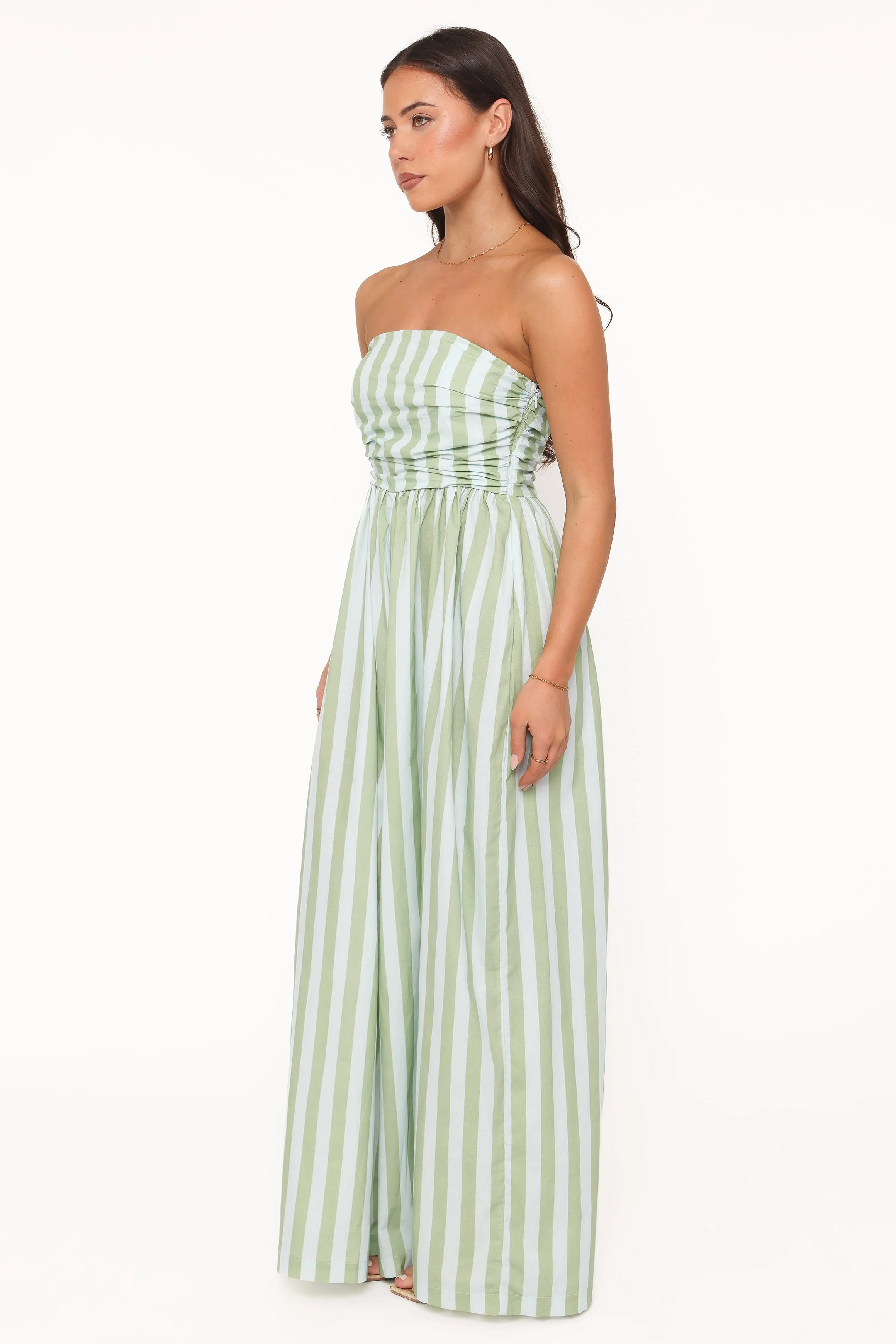 Paige Strapless Jumpsuit - Blue/Green Stripe