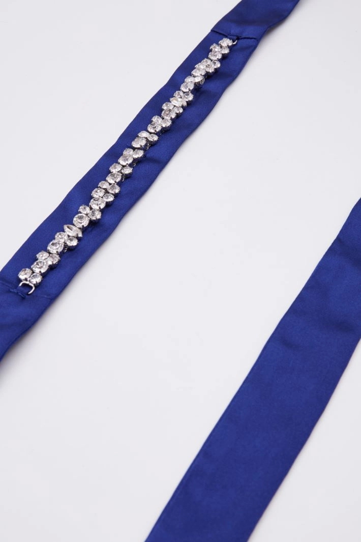 Bejewelled satin belt - BLUE