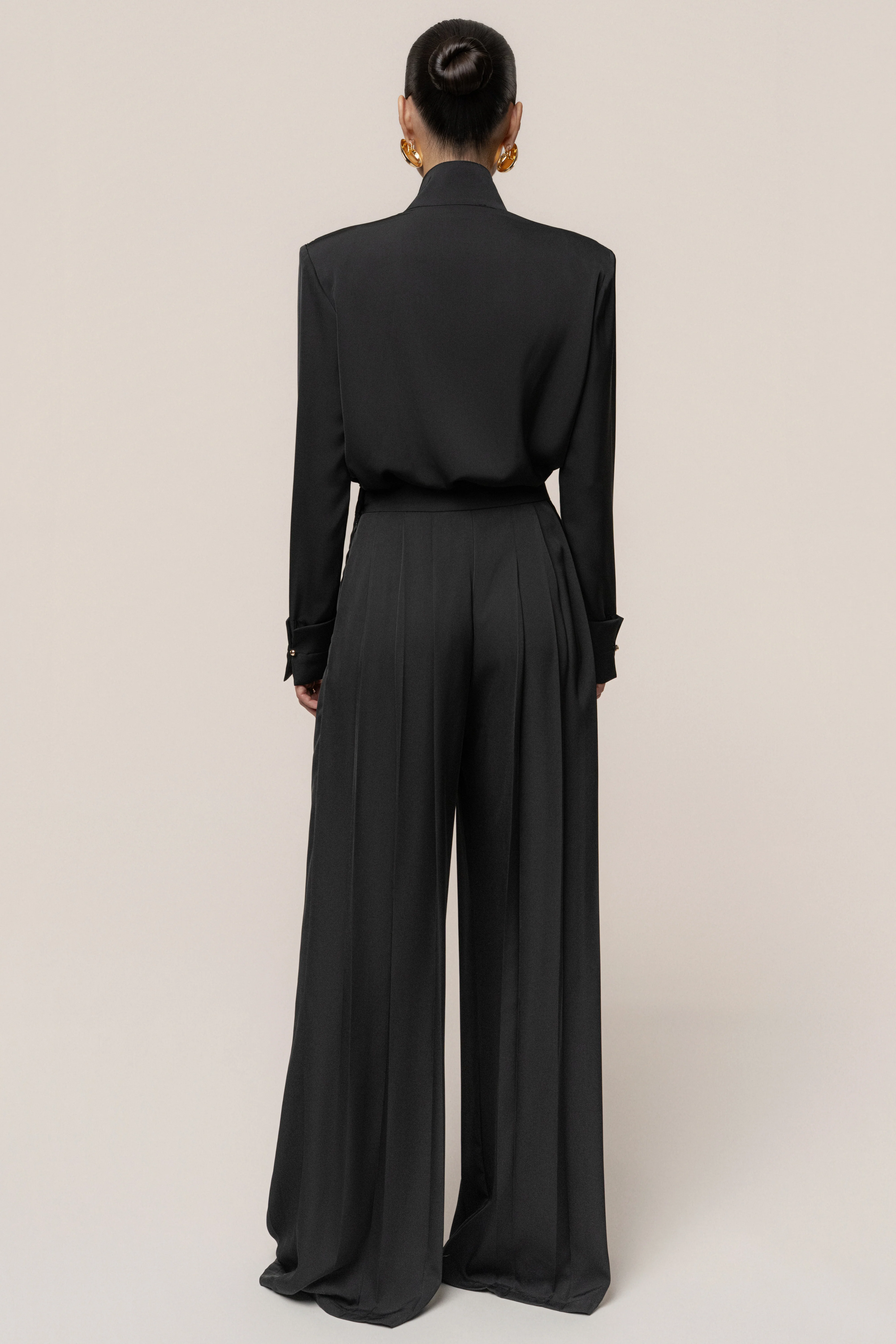 Black Visionary Pleated Bodysuit