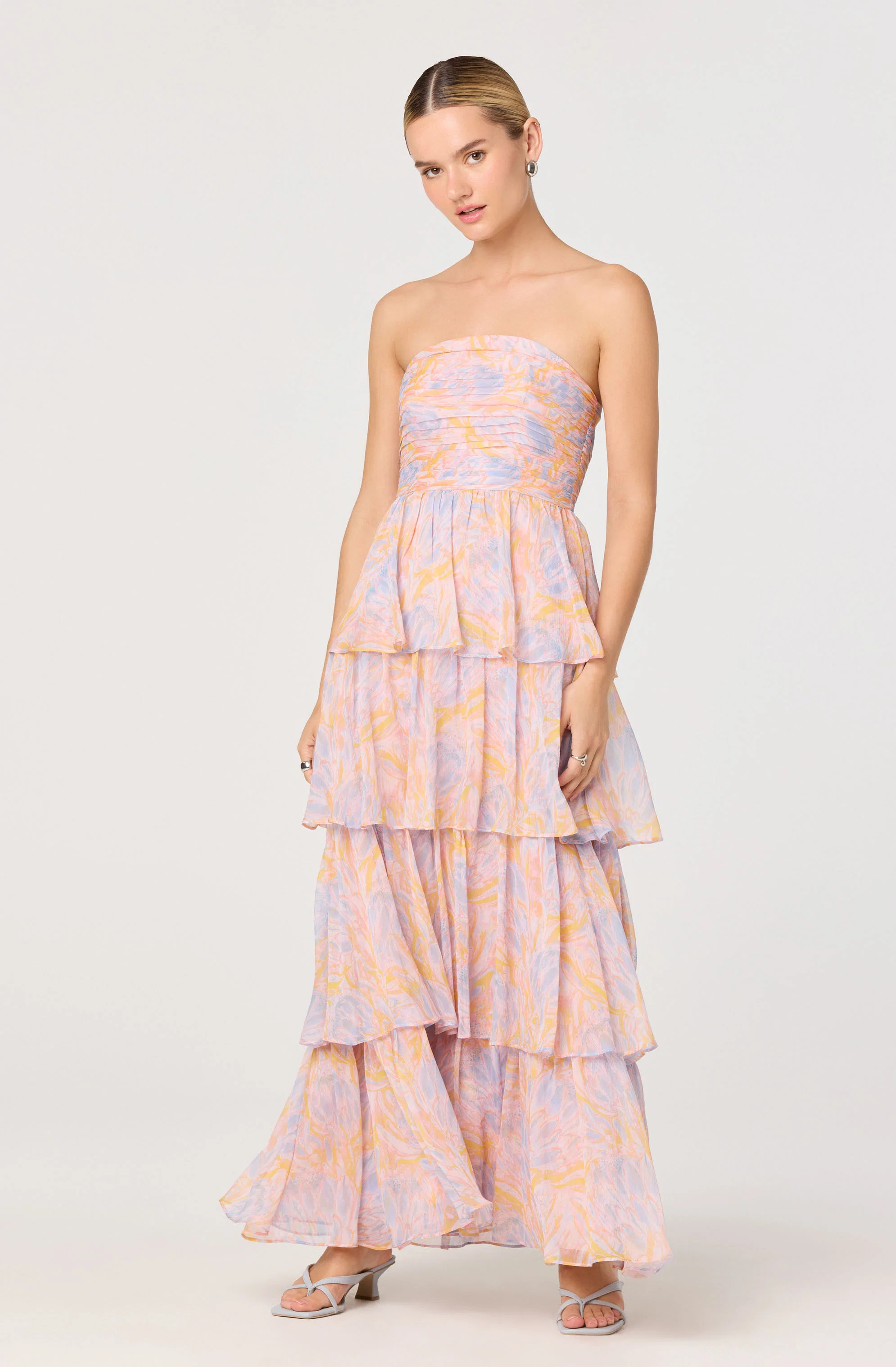 Anisha Strapless Tiered Ruffle Maxi Dress