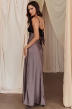 Bayleigh Low Bow Tie Back Dress Charcoal