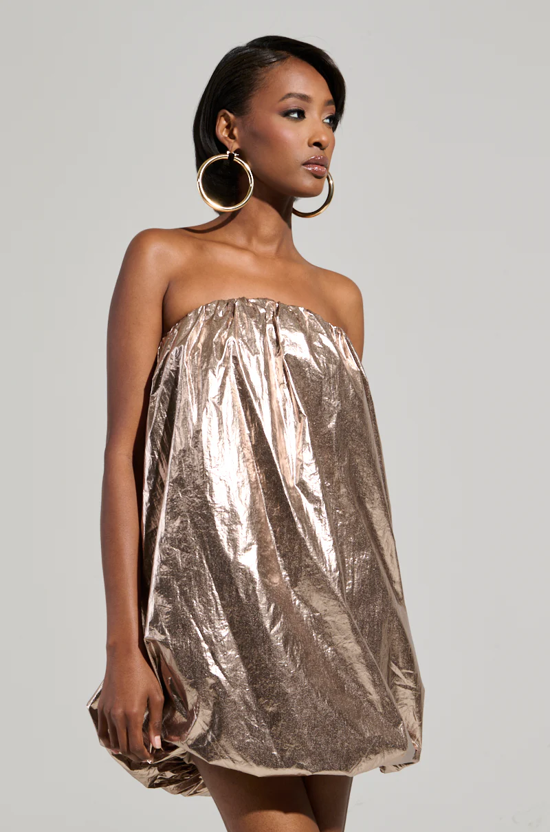 Stopping Traffic Gold Mini Dress