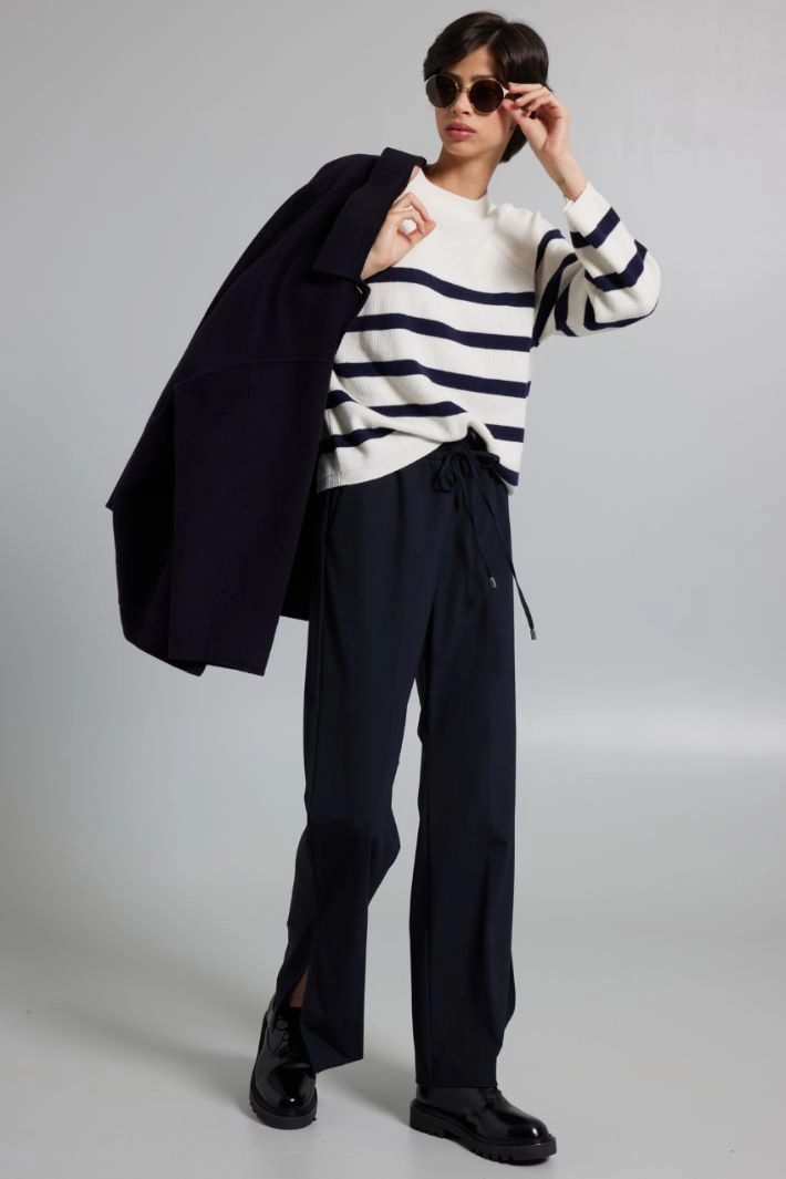 Slit-detailed trousers - NIGHT BLUE