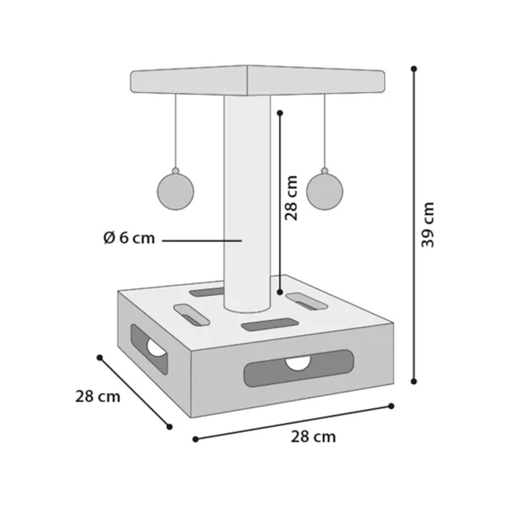 Flamingo Scratch Post Cya 1 - Turquoise/Grey - 28 x 28 x 39 cm