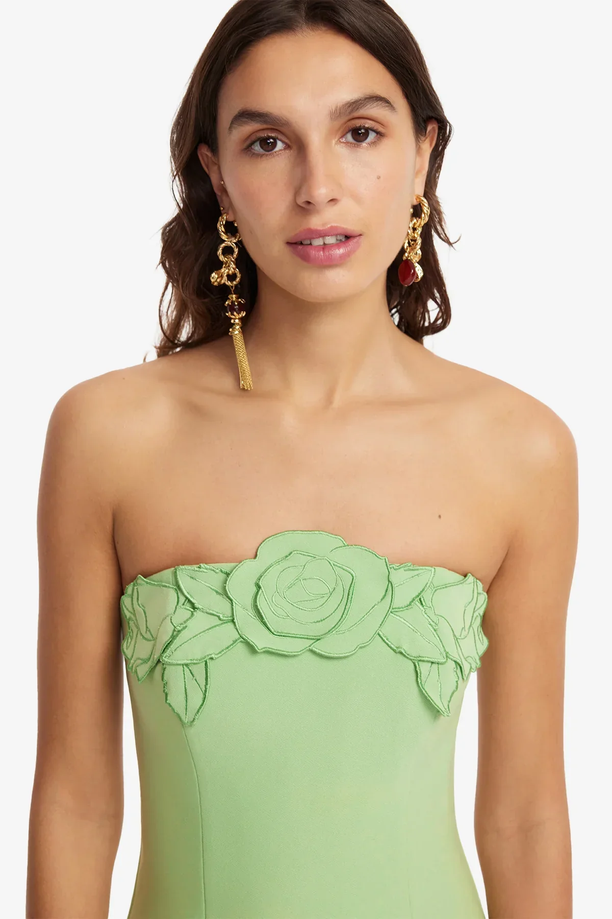 Rayna Appliqué Bustier Maxi Dress - Juniper Green
