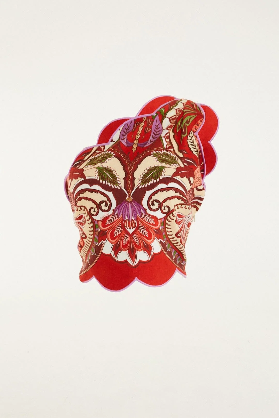 Red Odara Scallops One-Shoulder Top