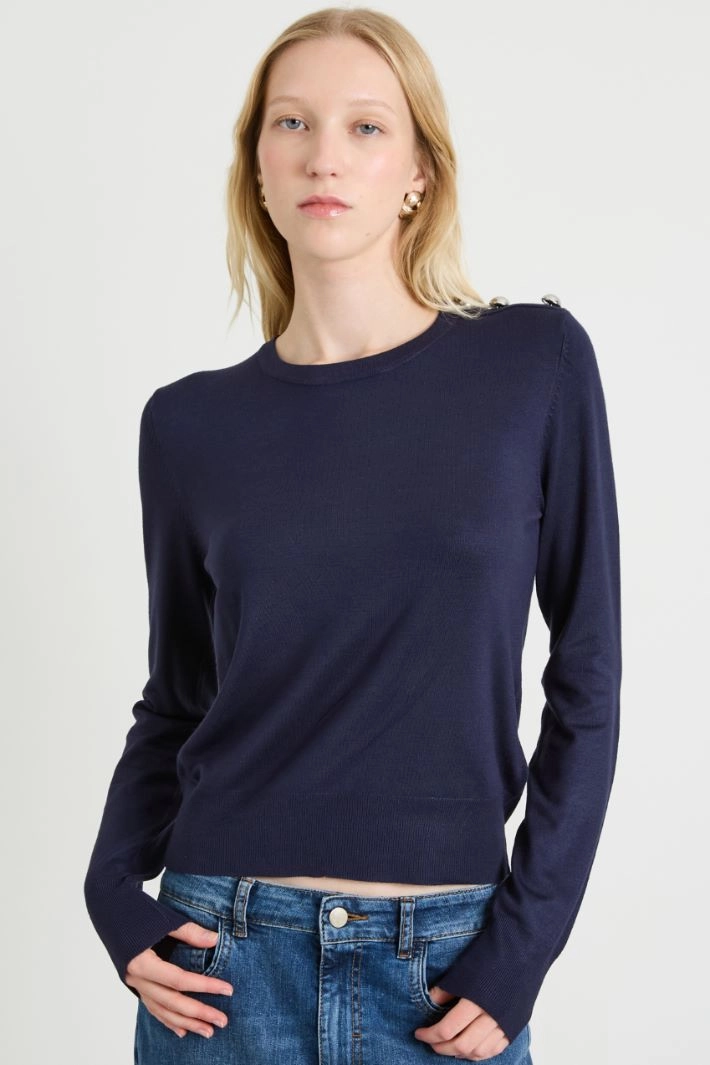 Buttoned sweater - BLUE