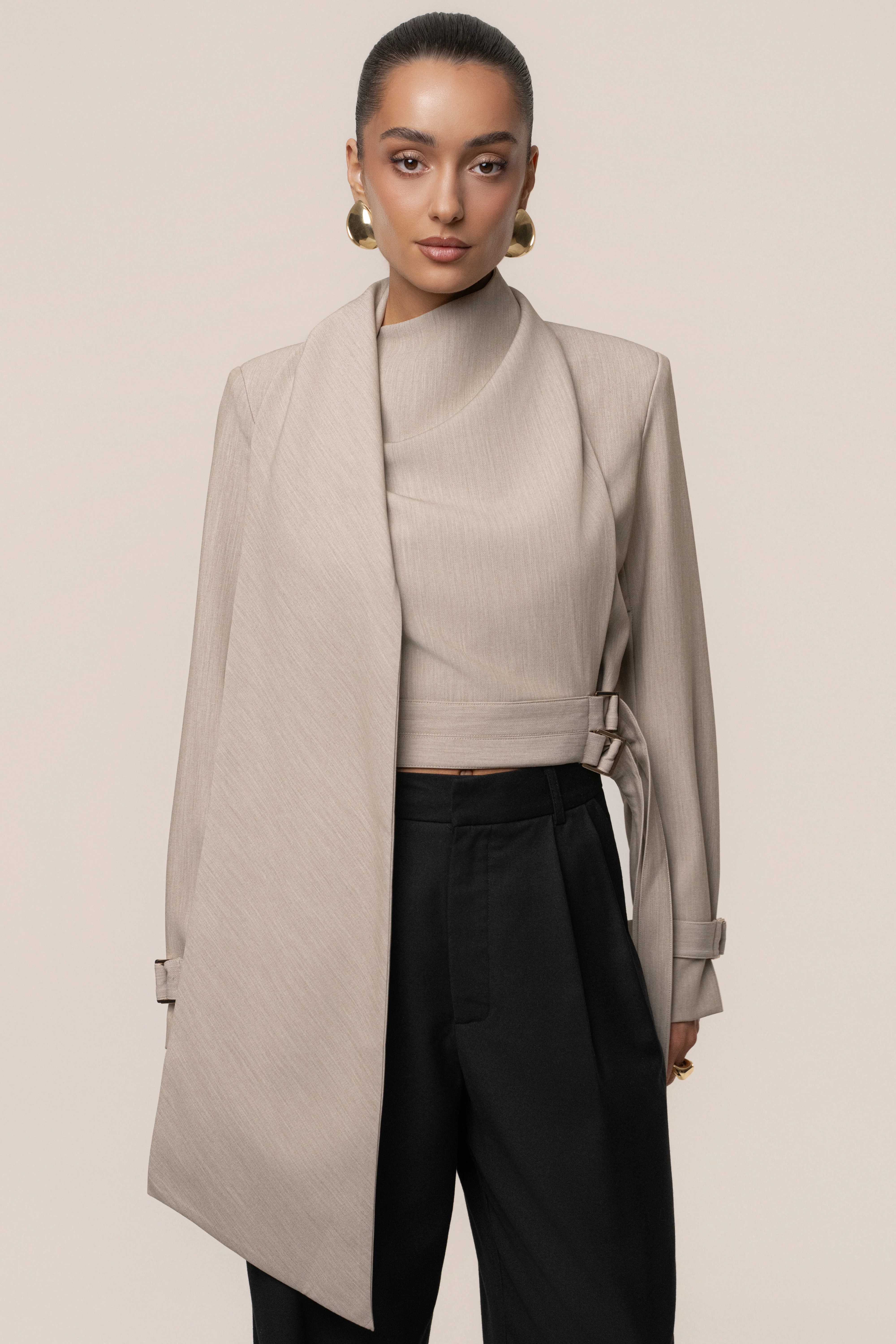 Stone Aligned Scarf Top