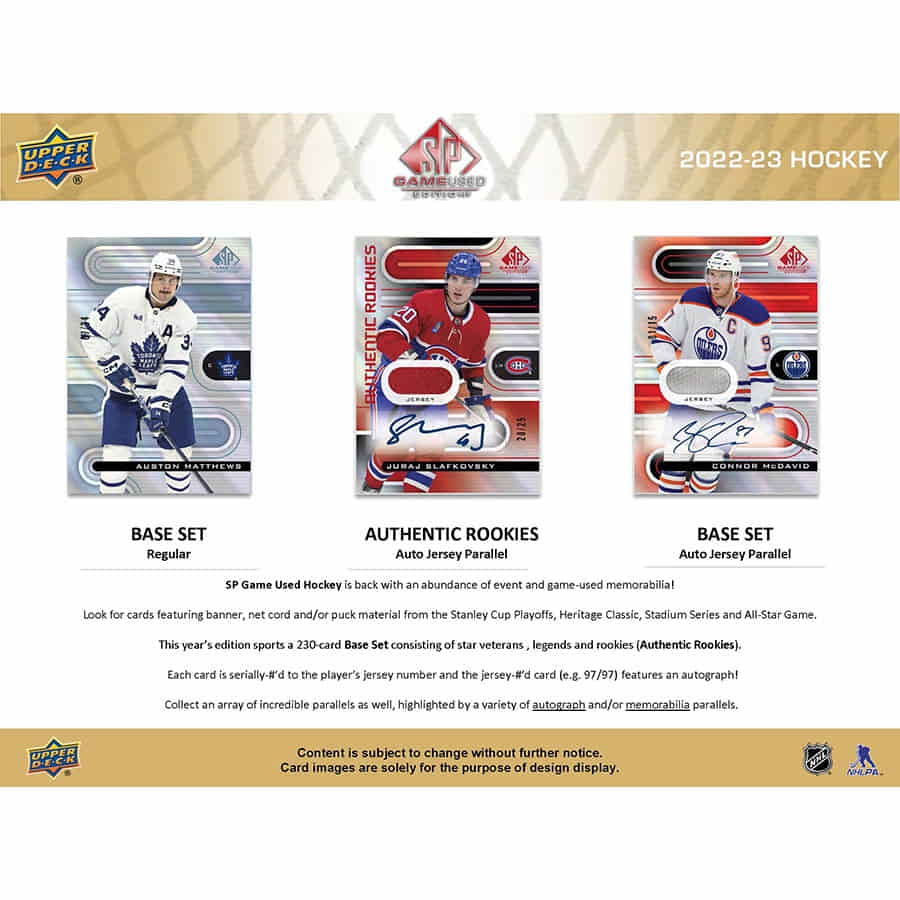 2022/23 Upper Deck SP Game Used NHL Hockey Hobby Box