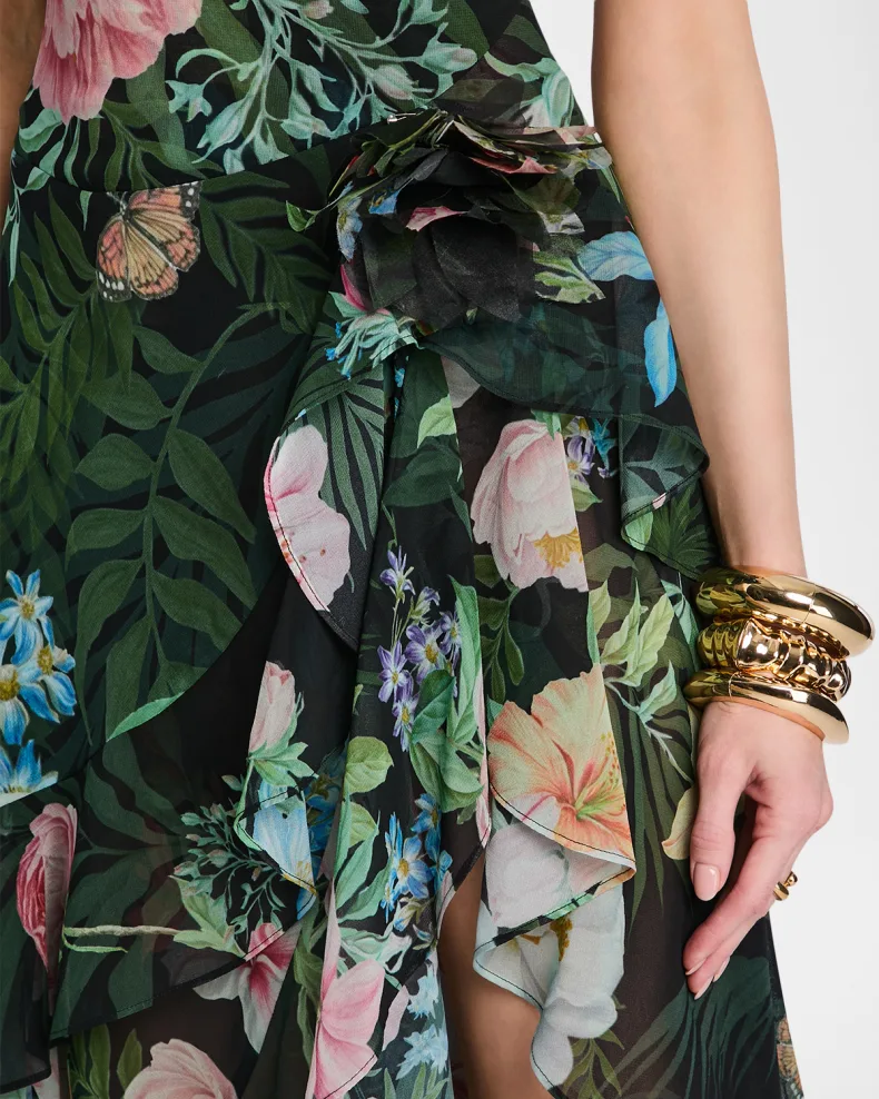 Samara Ruffled Silk Chiffon Dress