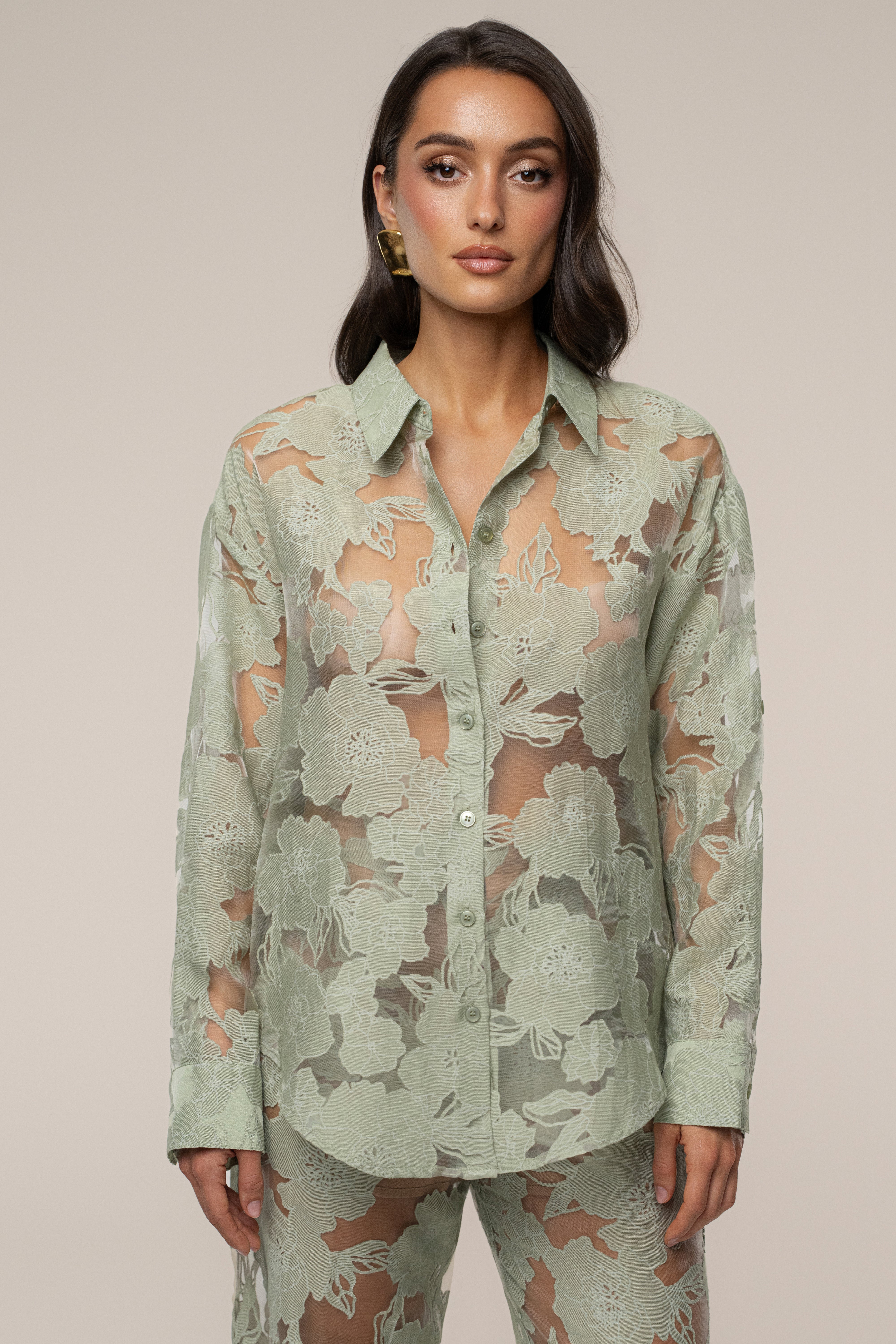 PRE-ORDER Sage Organza Floral Blouse