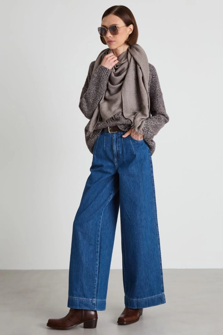 Viscose and cashmere shawl - DOVE GREY