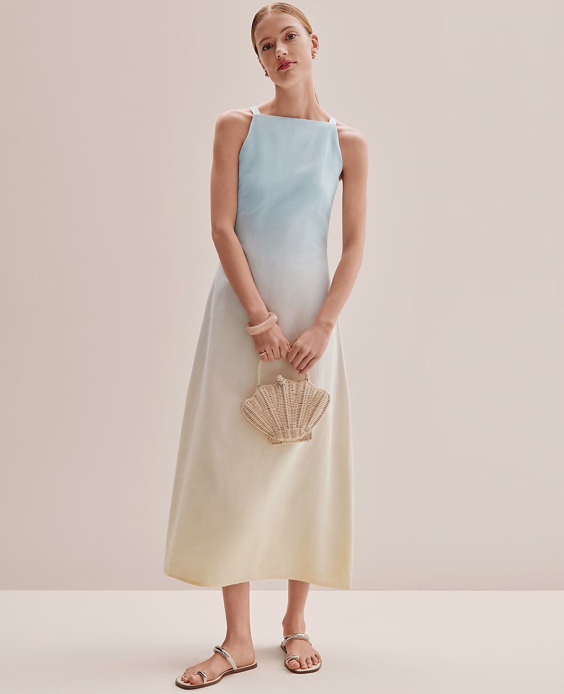 Weekend Ombré Midi Dress in Linen Blend