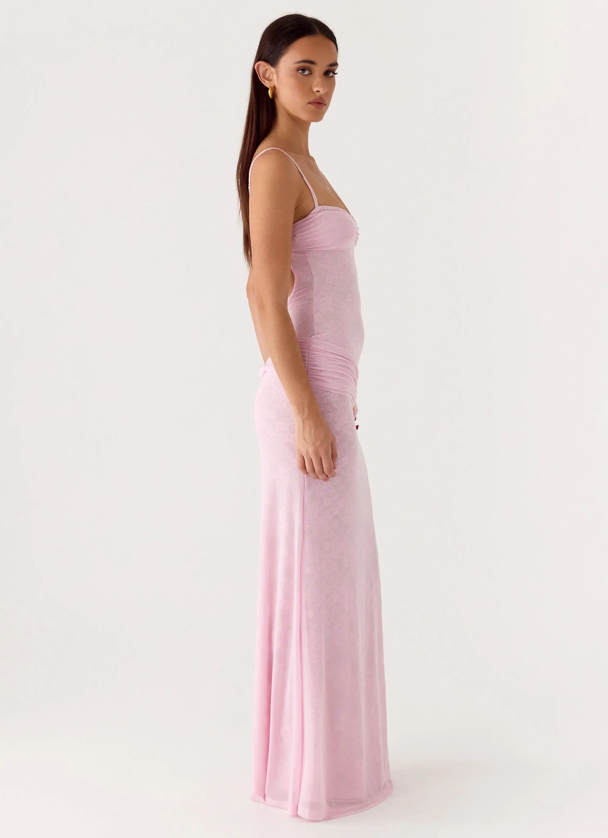 Natty Lace Mesh Maxi Dress - Petal Pink
