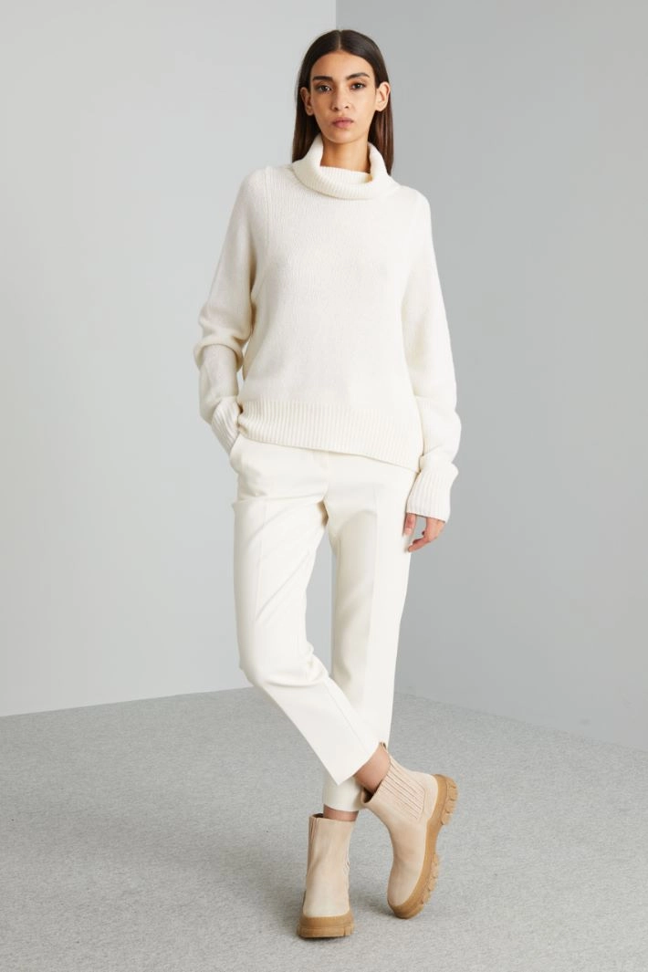 Canvas cigarette trousers - MILK