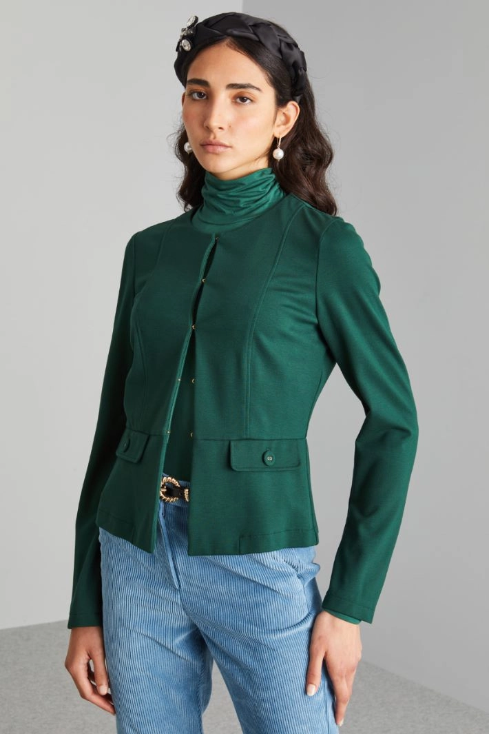 Slim-fit jersey jacket - DARK GREEN