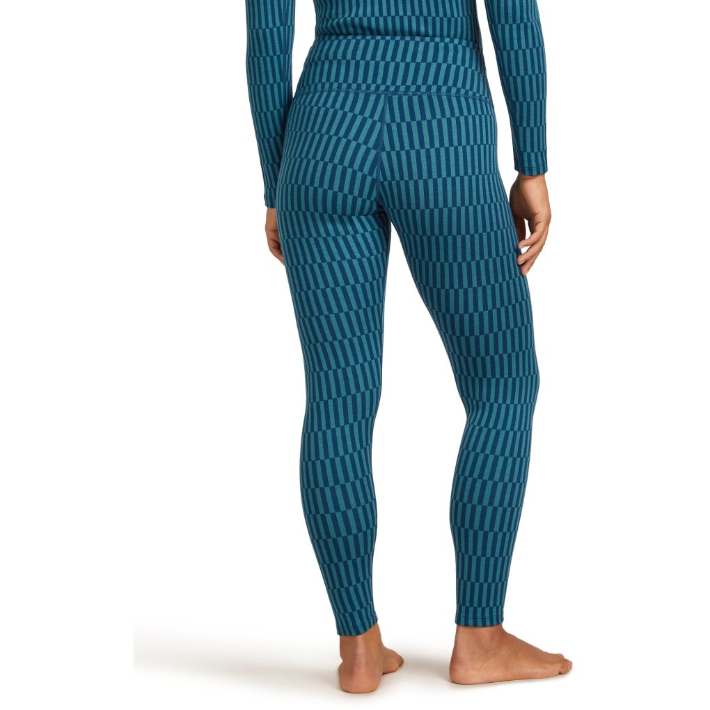 Icebreaker Merino 260 Tech Vertex High Rise Thermal Leggings Snow Grid Women - Topaz/Atlantis