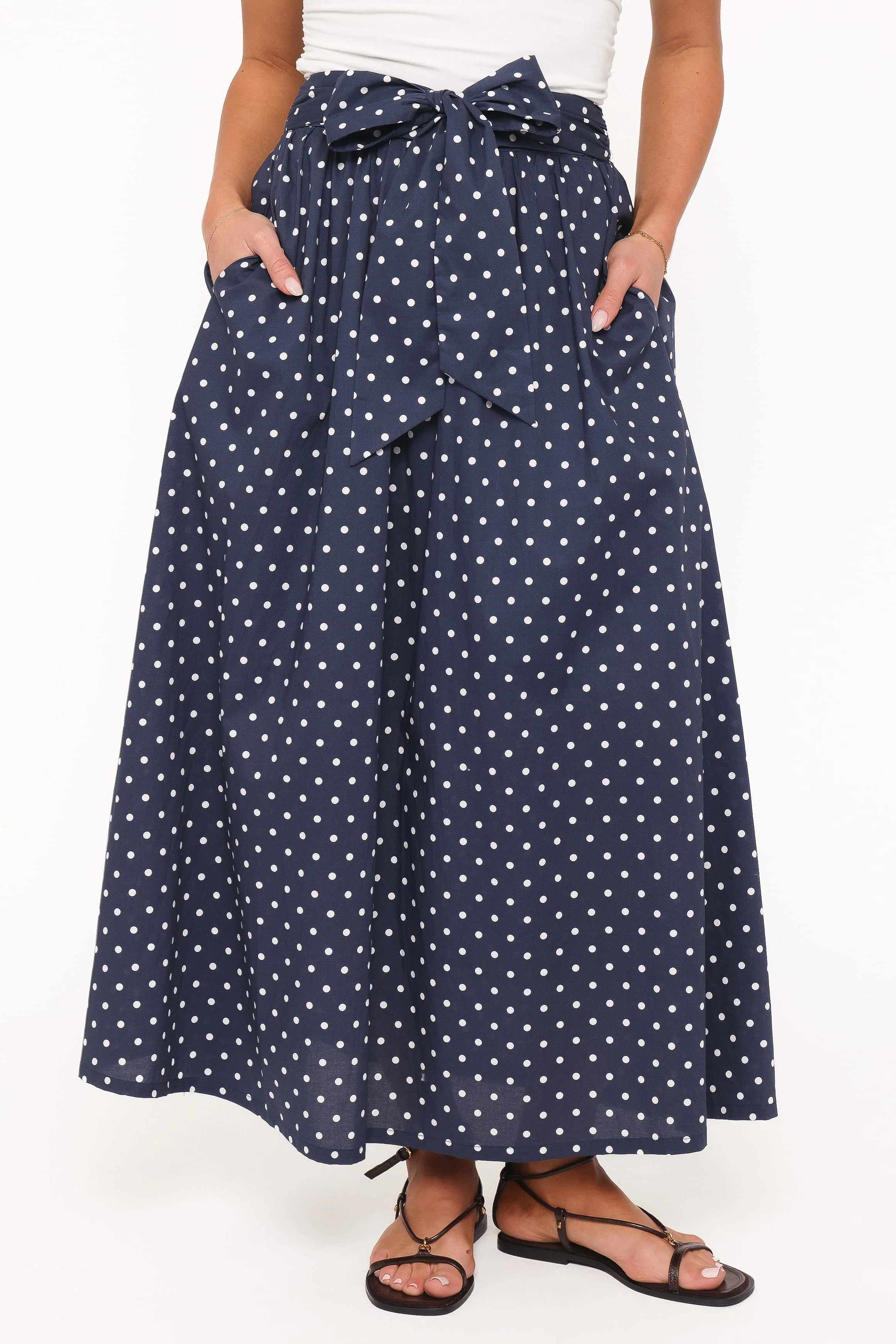 Paula Tie Waist Maxi Skirt - Navy