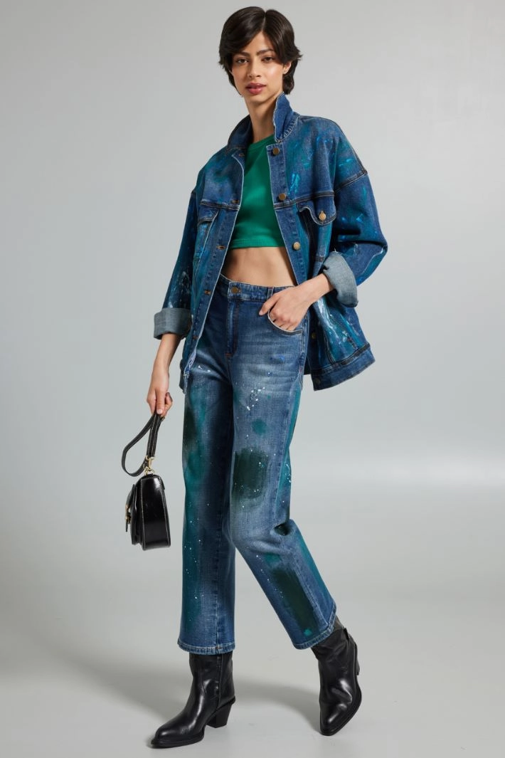 Hand-painted jeans - DENIM BLUE