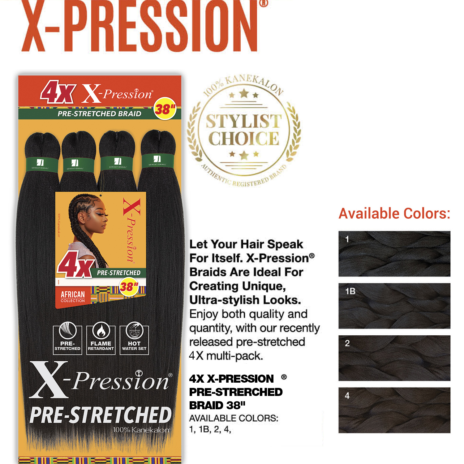 Sensationnel Braids X-Pression 4X Pre-Stretched Braid 38
