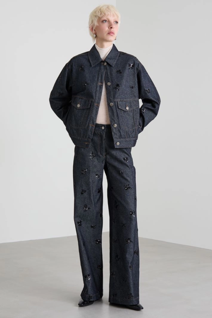 Embroidered jeans - BLACK