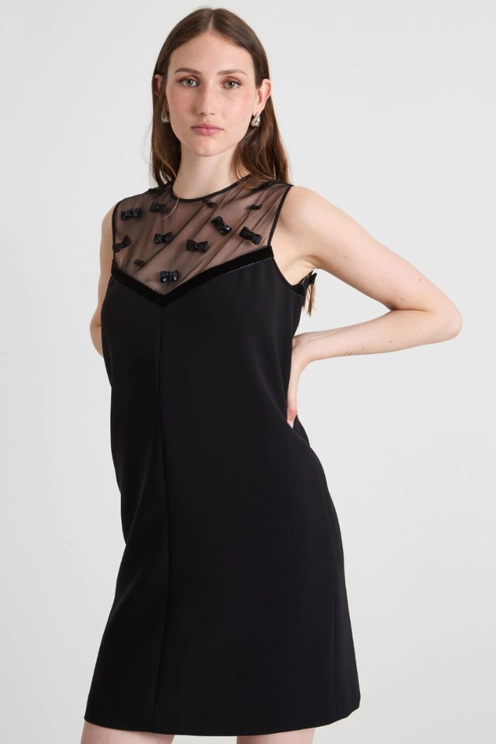 A-line cady dress - BLACK