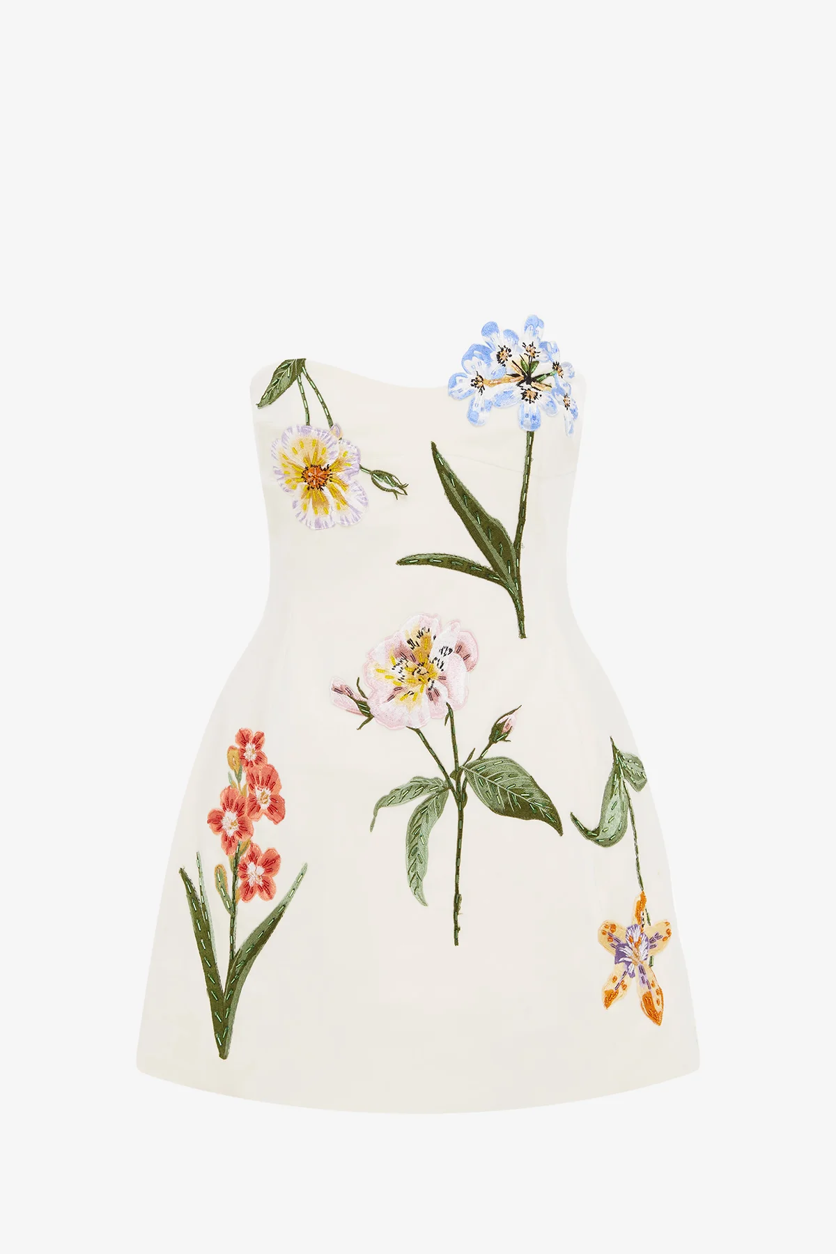 Rosario Velvet Mini Dress - Botanical Print in Snow