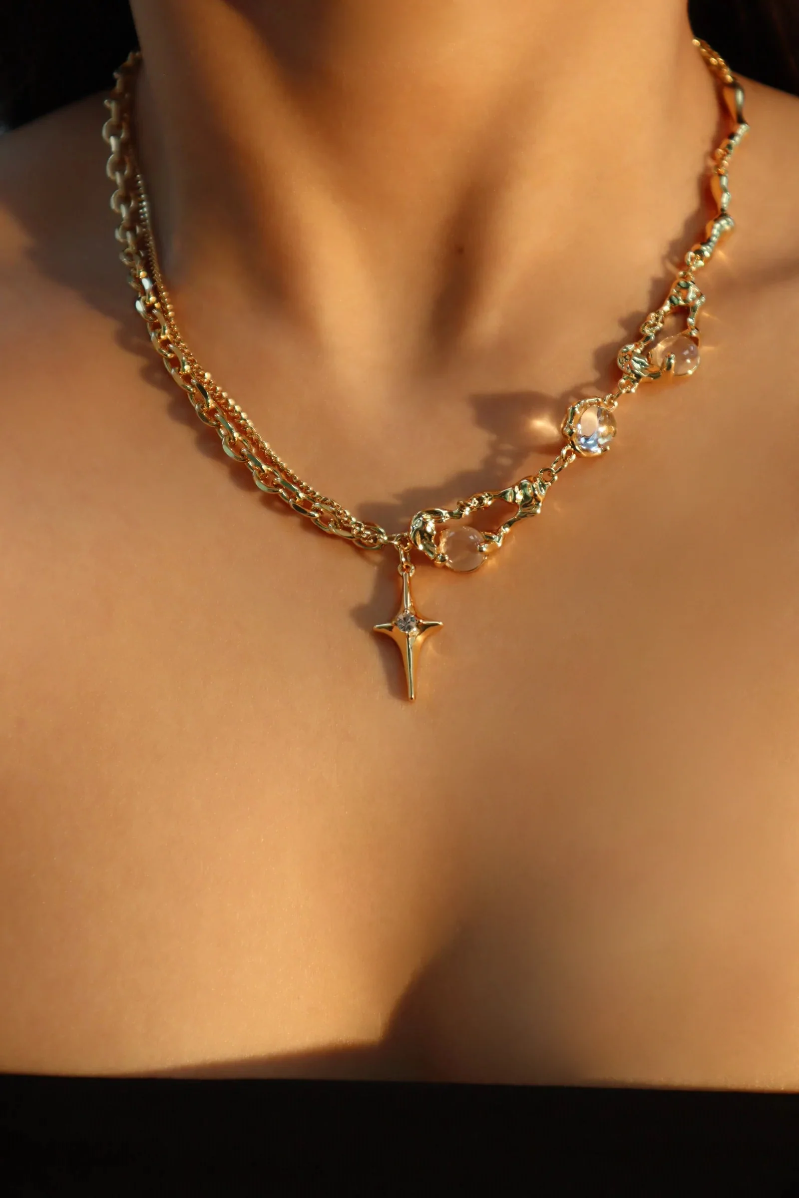 18K Real Gold Plated Moonlight Star Necklace