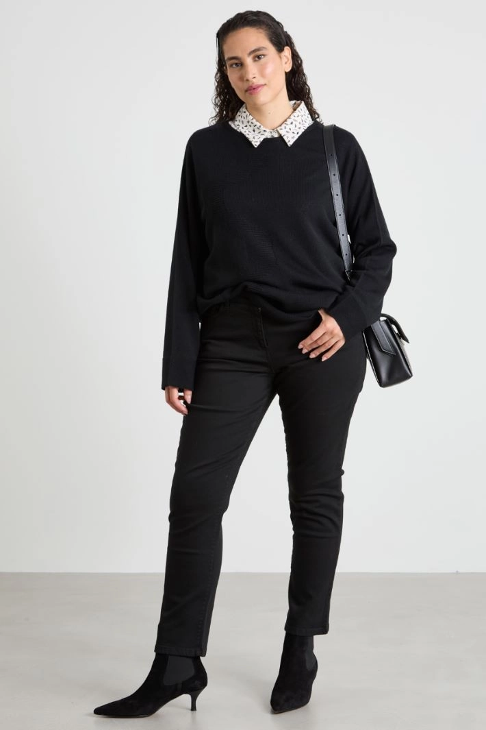 Wool yarn sweater - BLACK