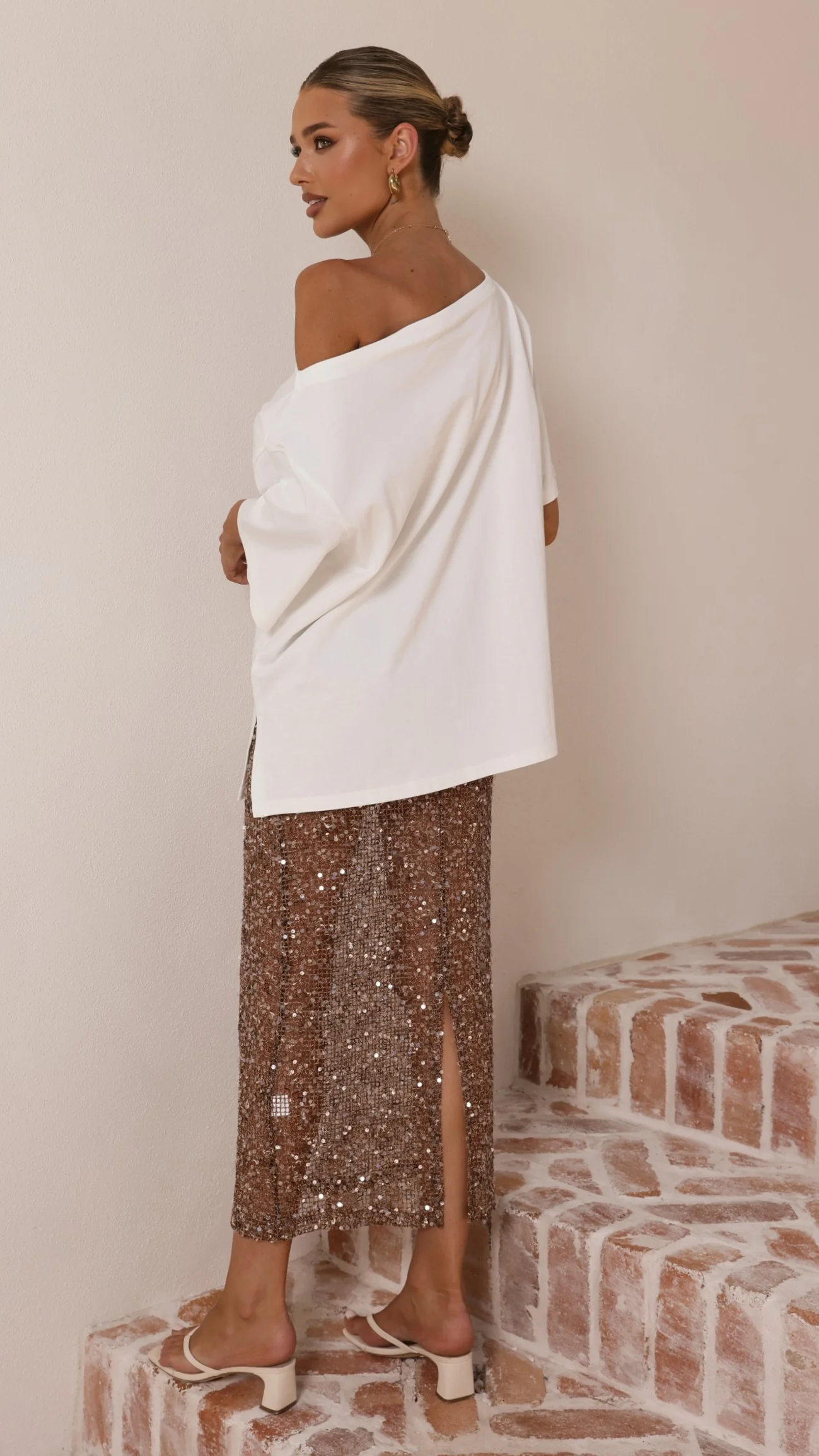 Verlo Sequins Maxi Skirt - Mocha