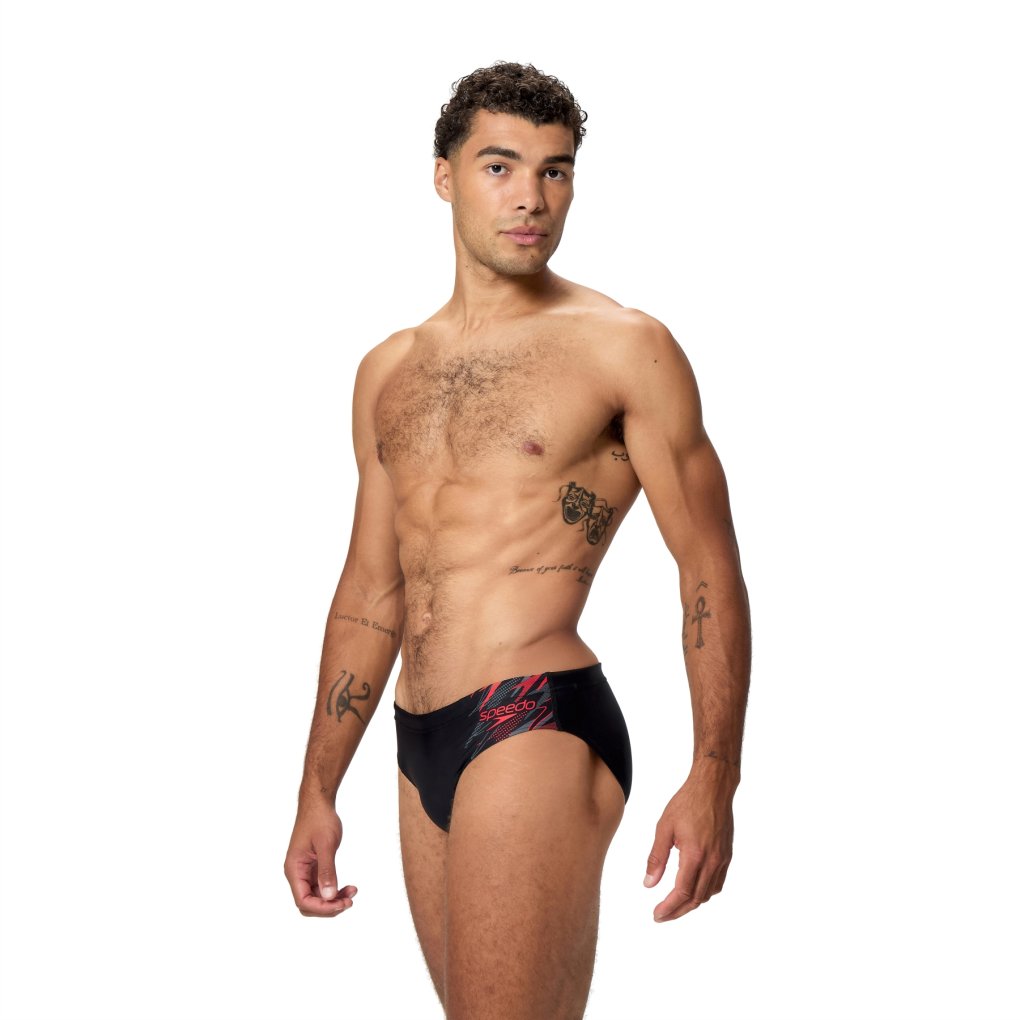 Speedo Medley Logo 7cm Swim Briefs Men - anthracite/high risk red