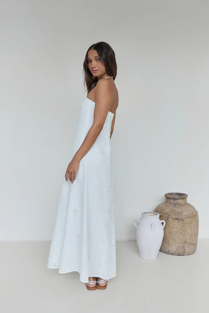 Heart To Heart Strapless Maxi Dress White