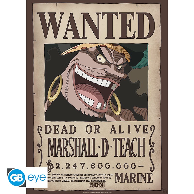ONE PIECE Poster Wanted Blackbeard (52x38cm)