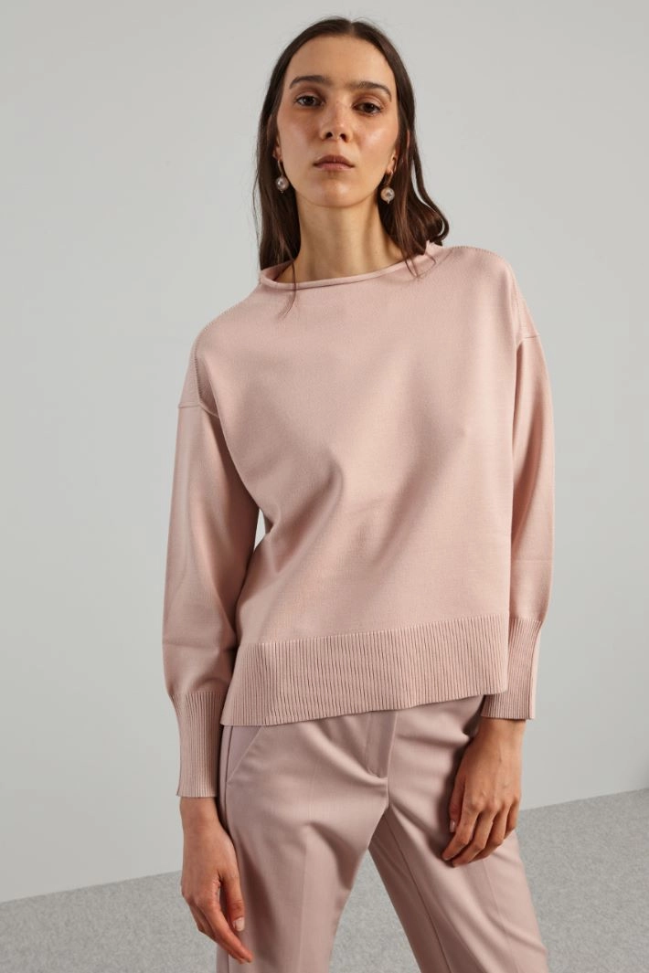 Slit-detail sweater - POWDER PINK
