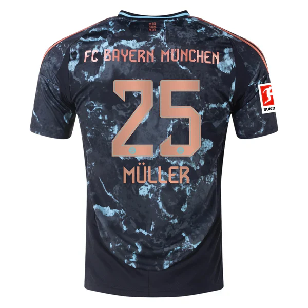 Bayern Munich Thomas Mueller Away Jersey w/ Bundesliga Patch 24/25 (Black/Copper/Blue)