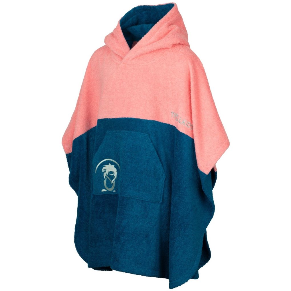 Trollkids Kvalvika Surf Poncho Kids - Peony Rose/ Harbor Blue