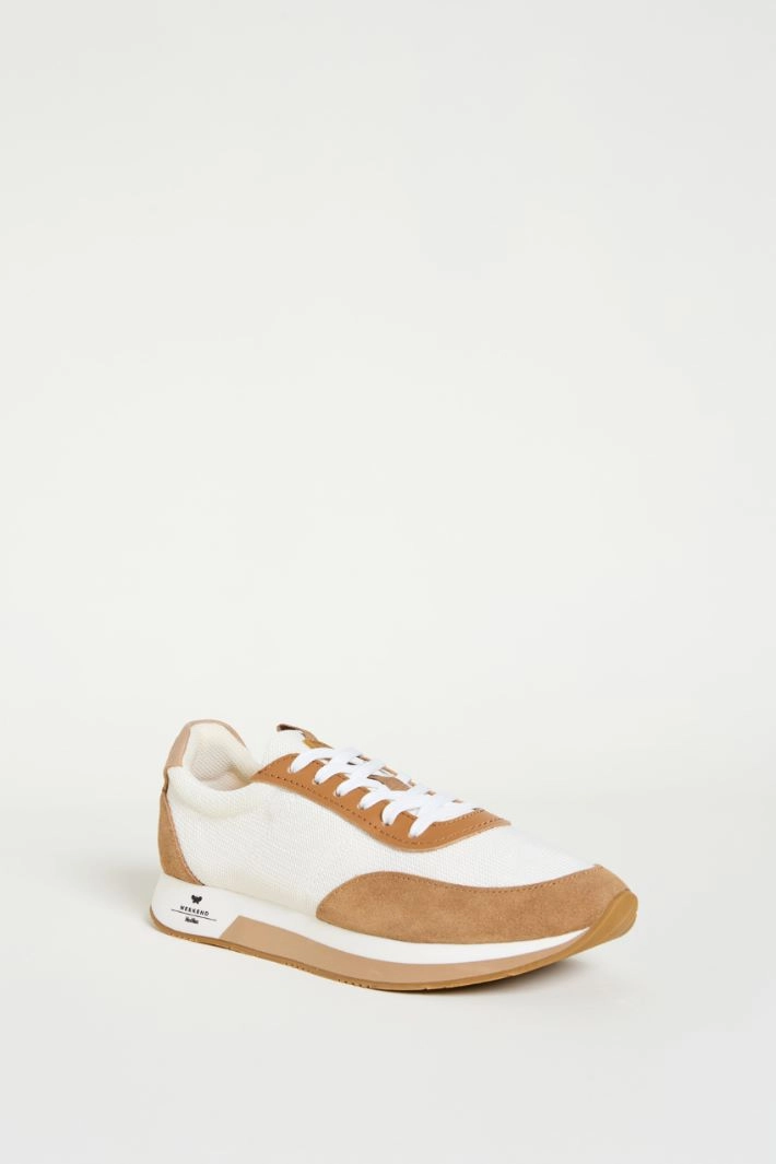 Technical fabric sneakers - WHITE CAMEL