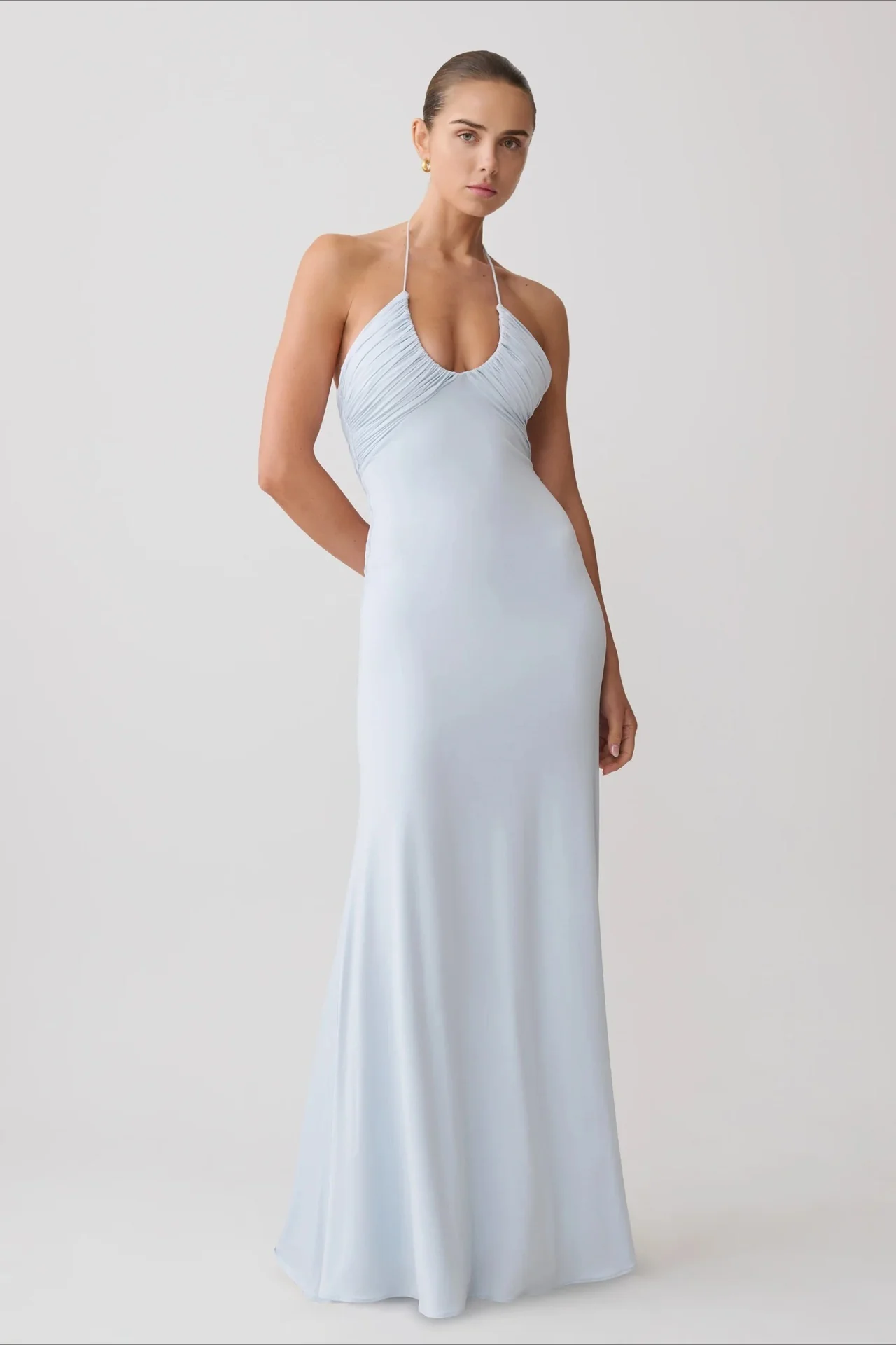 Halter Open Back Ruched Bodycon Mermaid Mini Dress