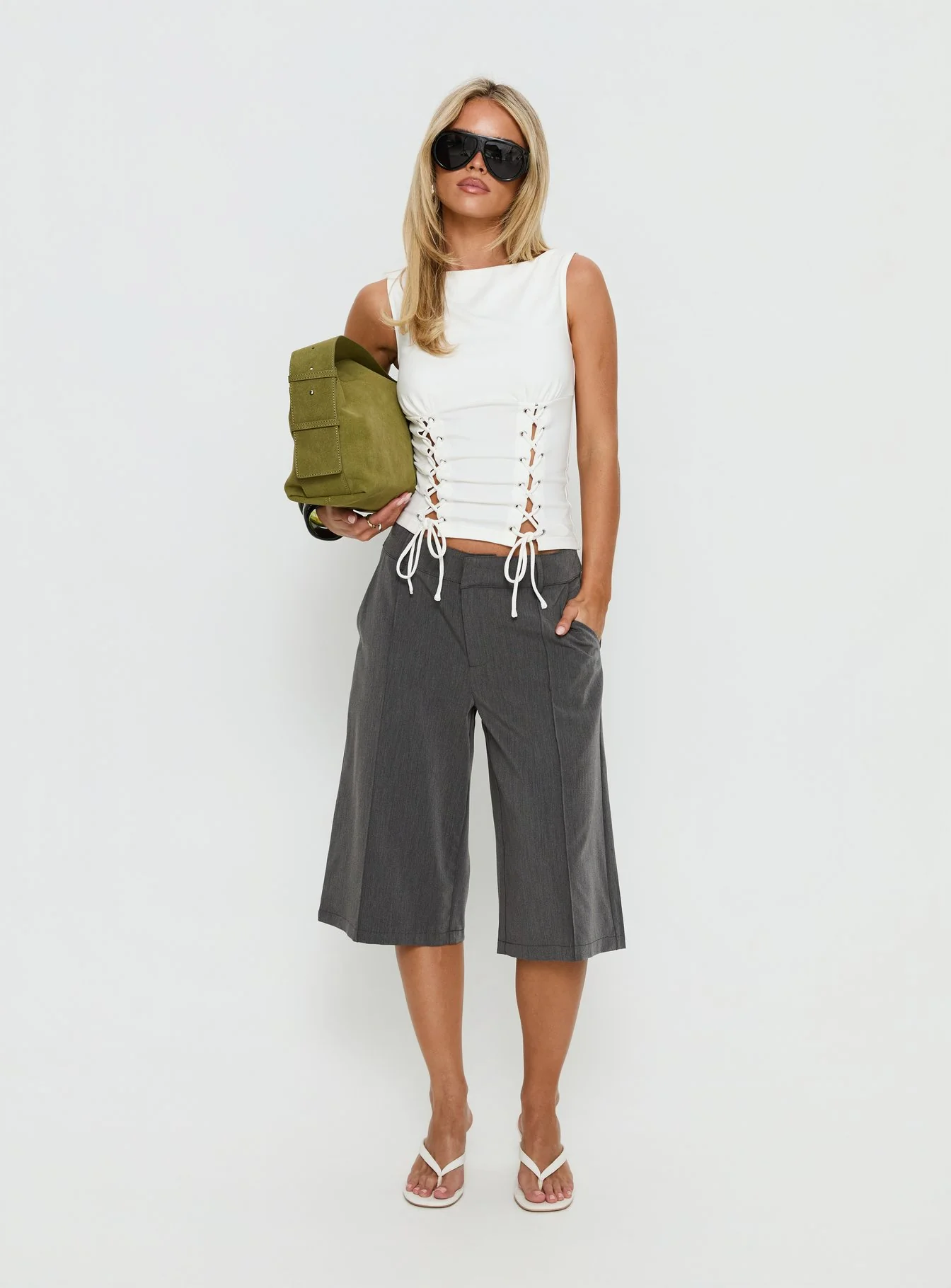Lindee Tie Up Sleeveless Top White